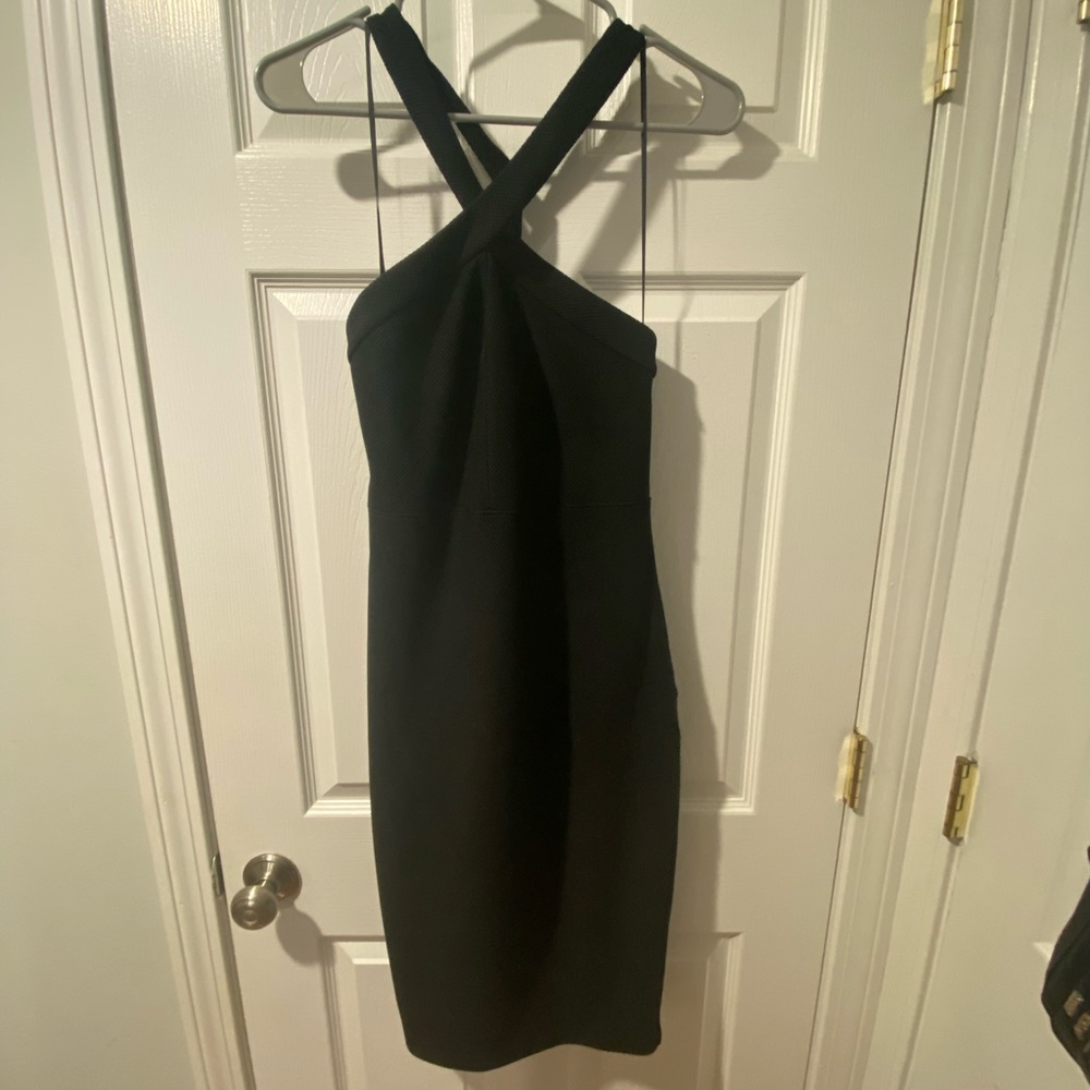 Black dress, front cross